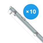 Fordelspakke 10x Noxion LED Vandtæt lysrender Armaturhus Poseidon V2.0 | Egnet til 1x120cm LED Lysrør